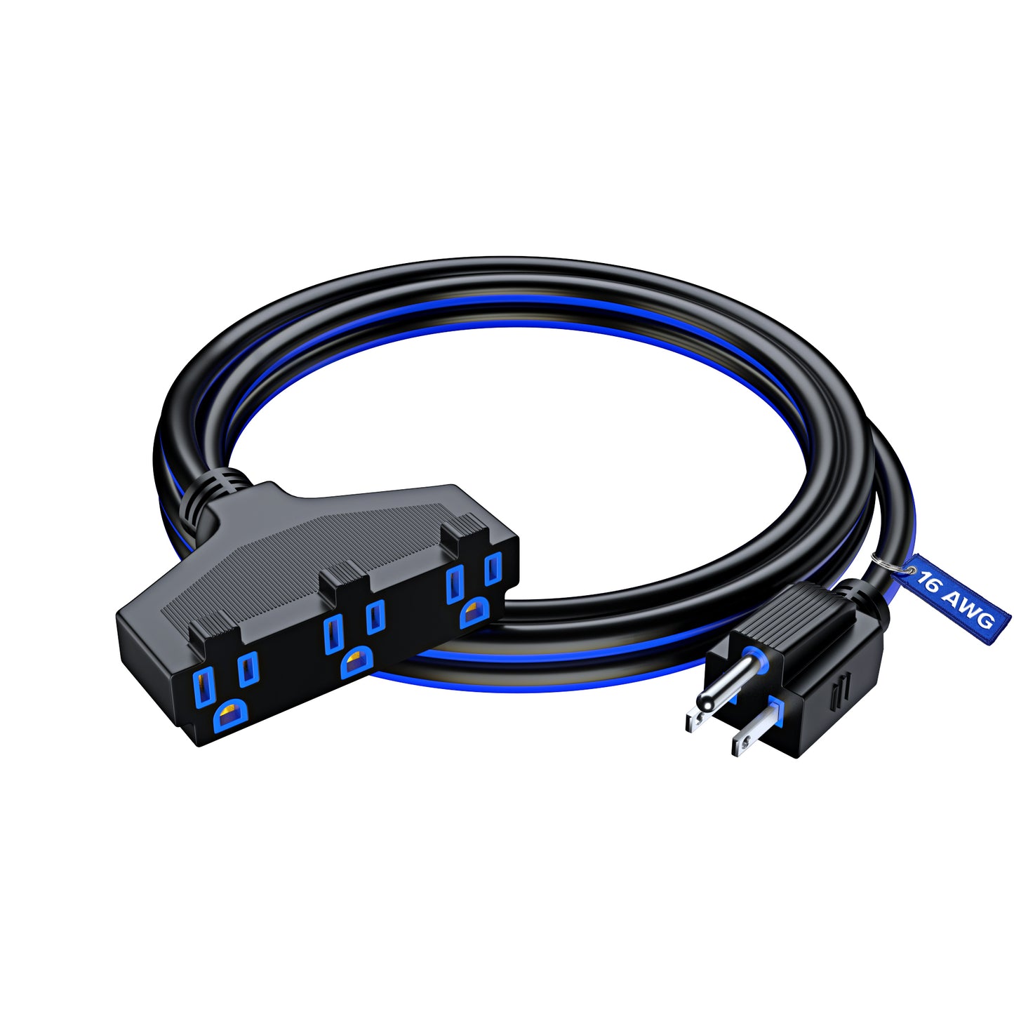 Extension Cord with 3 Outlets, 16 Gauge Indoor/Outdoor (2 Tone)