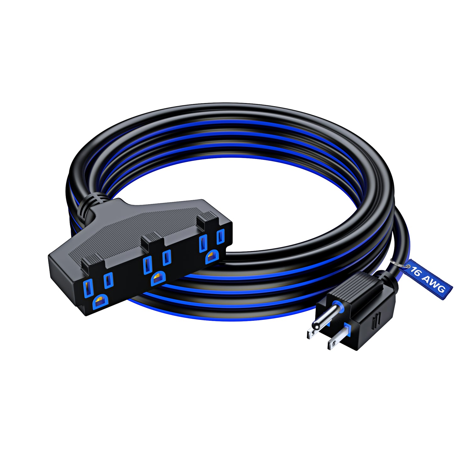Extension Cord with 3 Outlets, 16 Gauge Indoor/Outdoor (2 Tone)