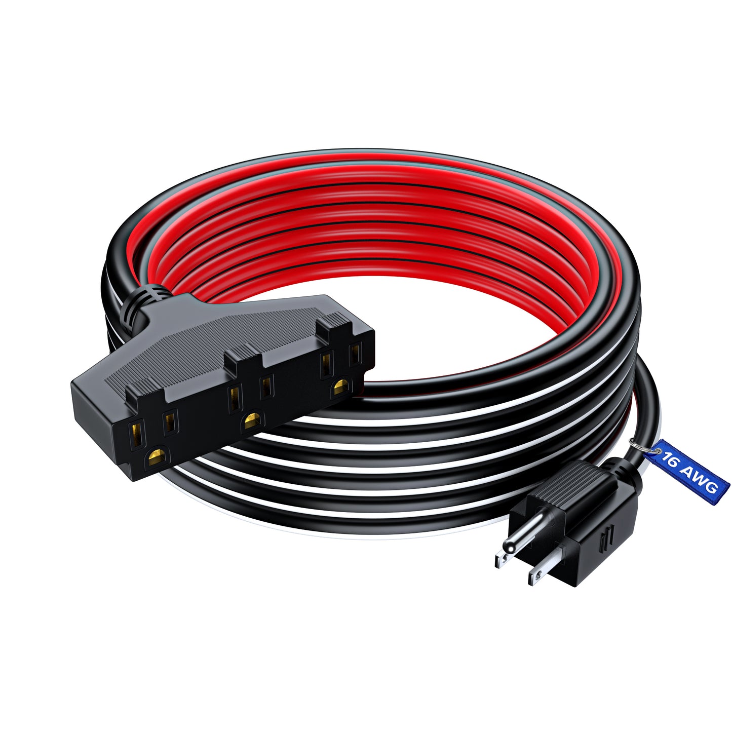 Extension Cord with 3 Outlets, 14 Gauge Indoor/Outdoor (3 Tone)