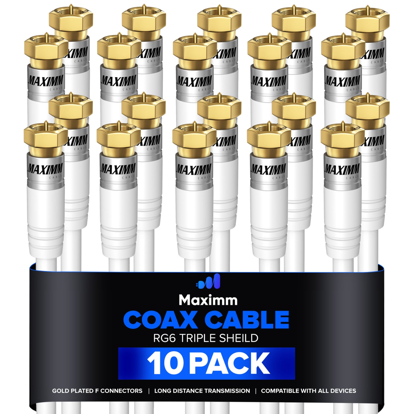 Coaxial Cable Trishield Straight to Straight End 10 Pack