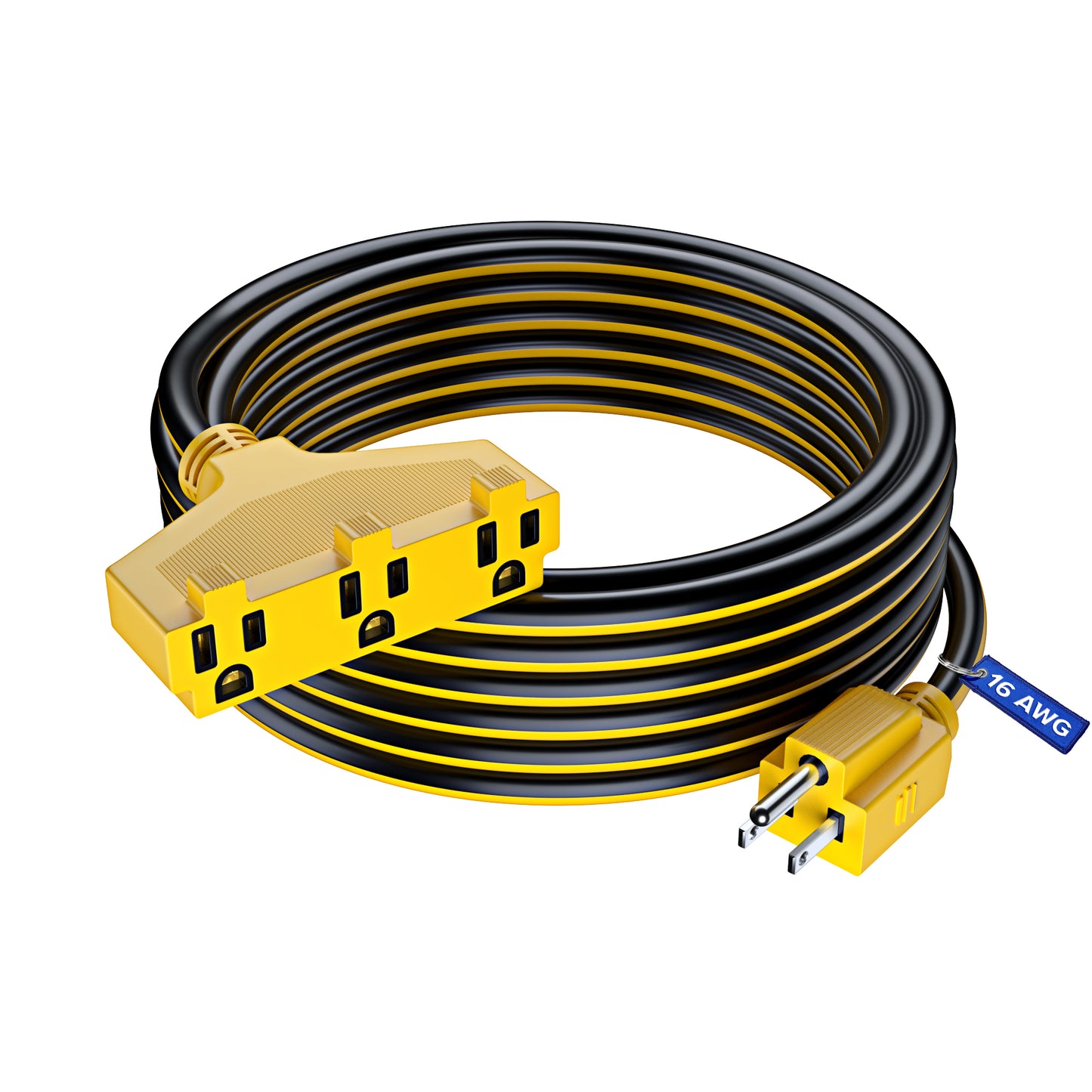 Extension Cord with 3 Outlets, 16 Gauge Indoor/Outdoor (2 Tone)