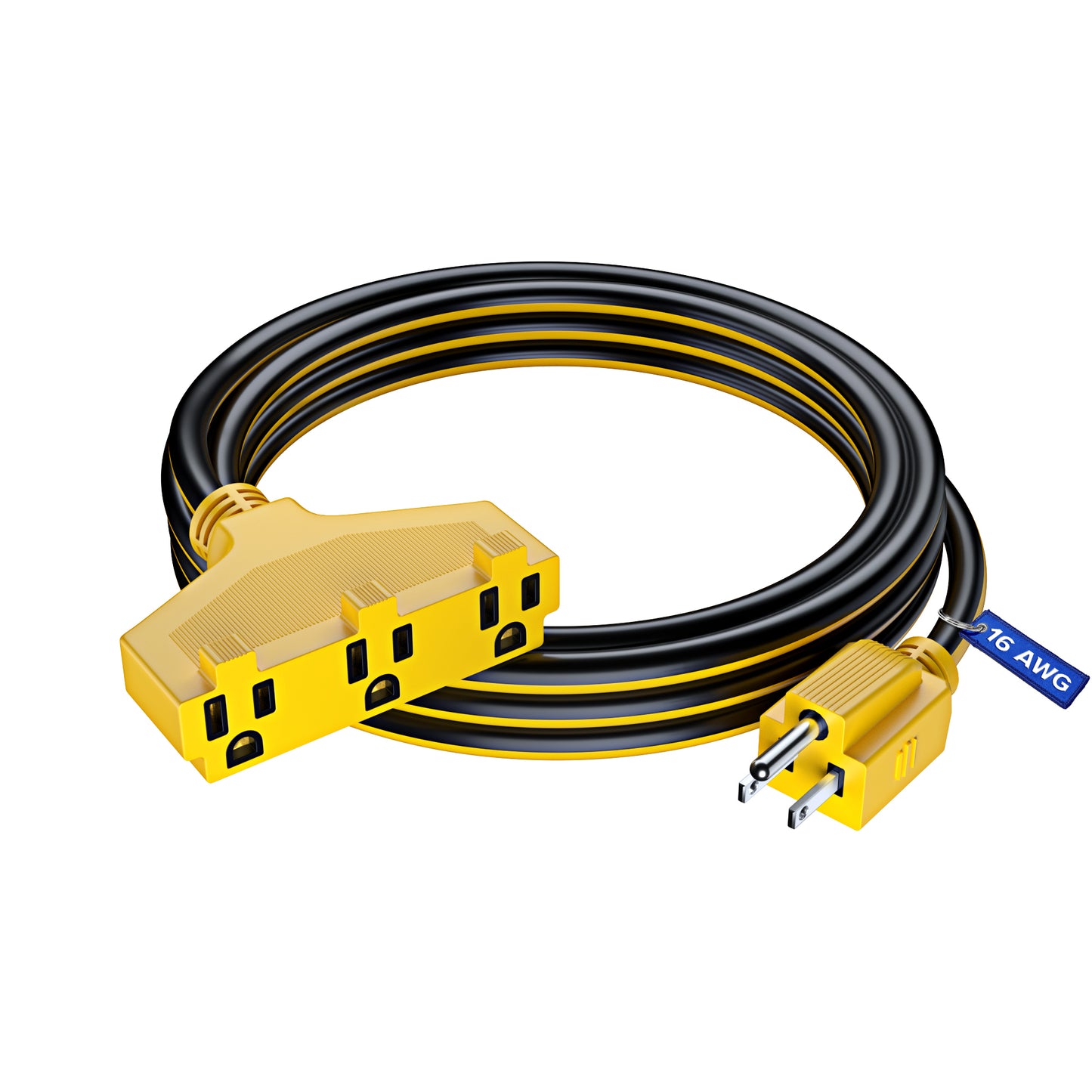 Extension Cord with 3 Outlets, 16 Gauge Indoor/Outdoor (2 Tone)