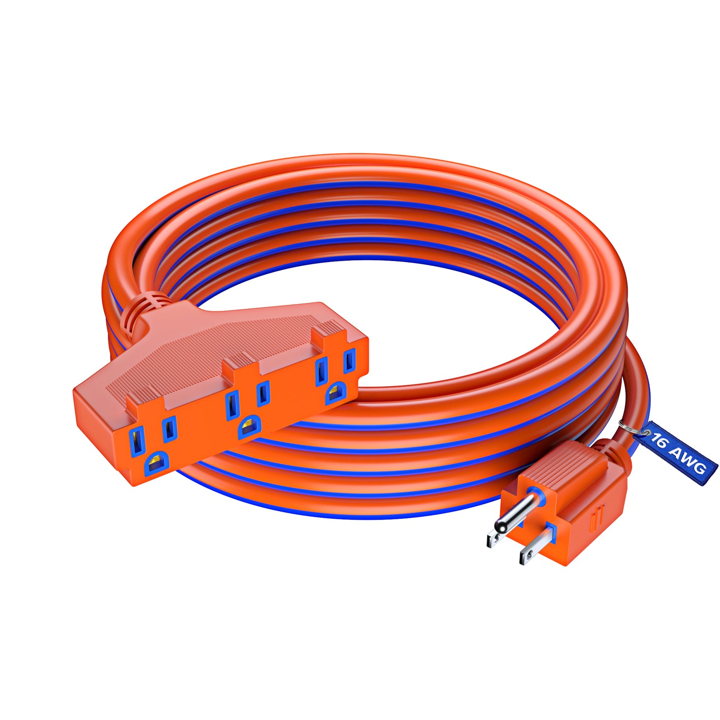 Extension Cord with 3 Outlets, 16 Gauge Indoor/Outdoor (2 Tone)