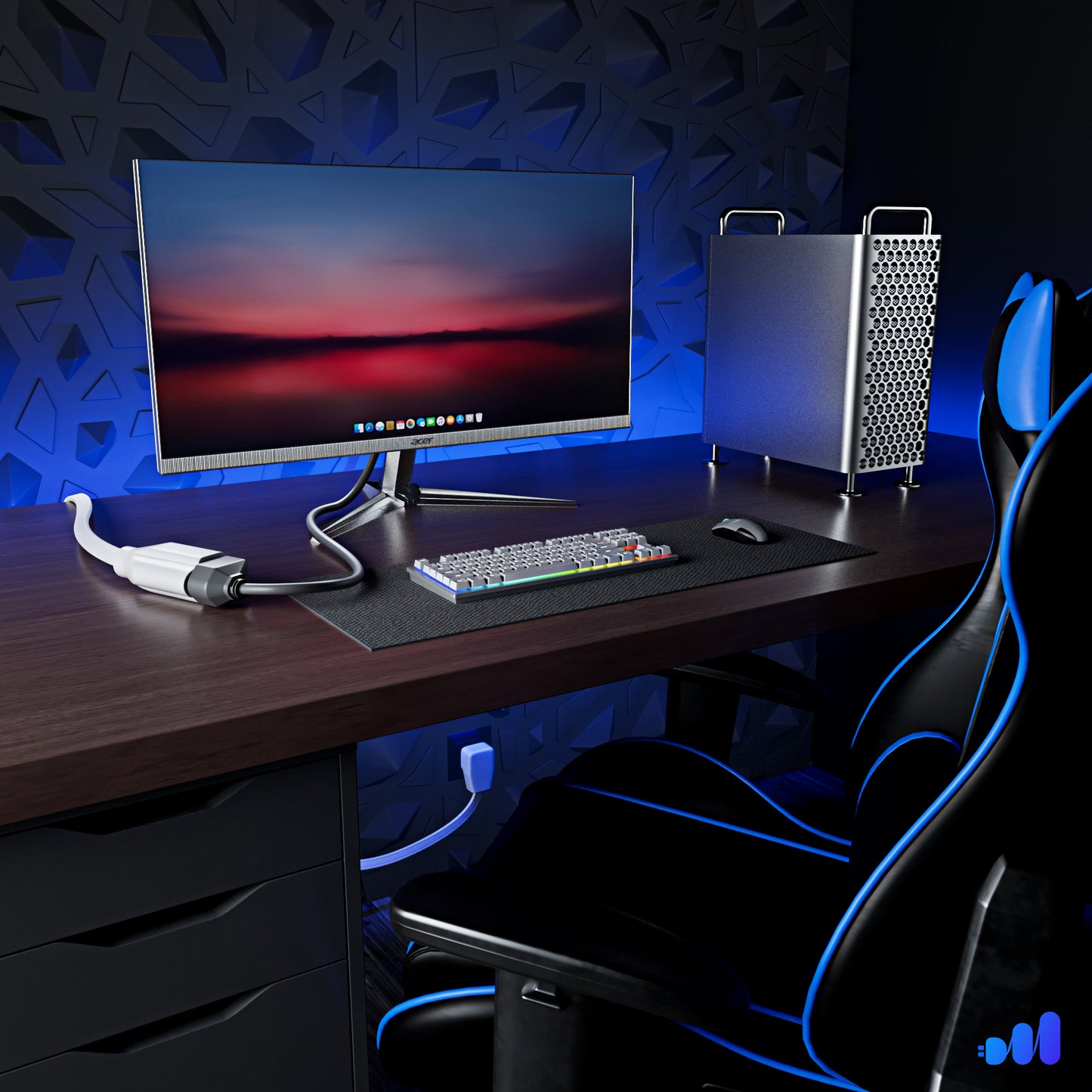 Maximm Extension Cord Heavy Duty Flat Wire 3-Prong Flat Plug, 14 AWG Power Cord - UL Certified (White)