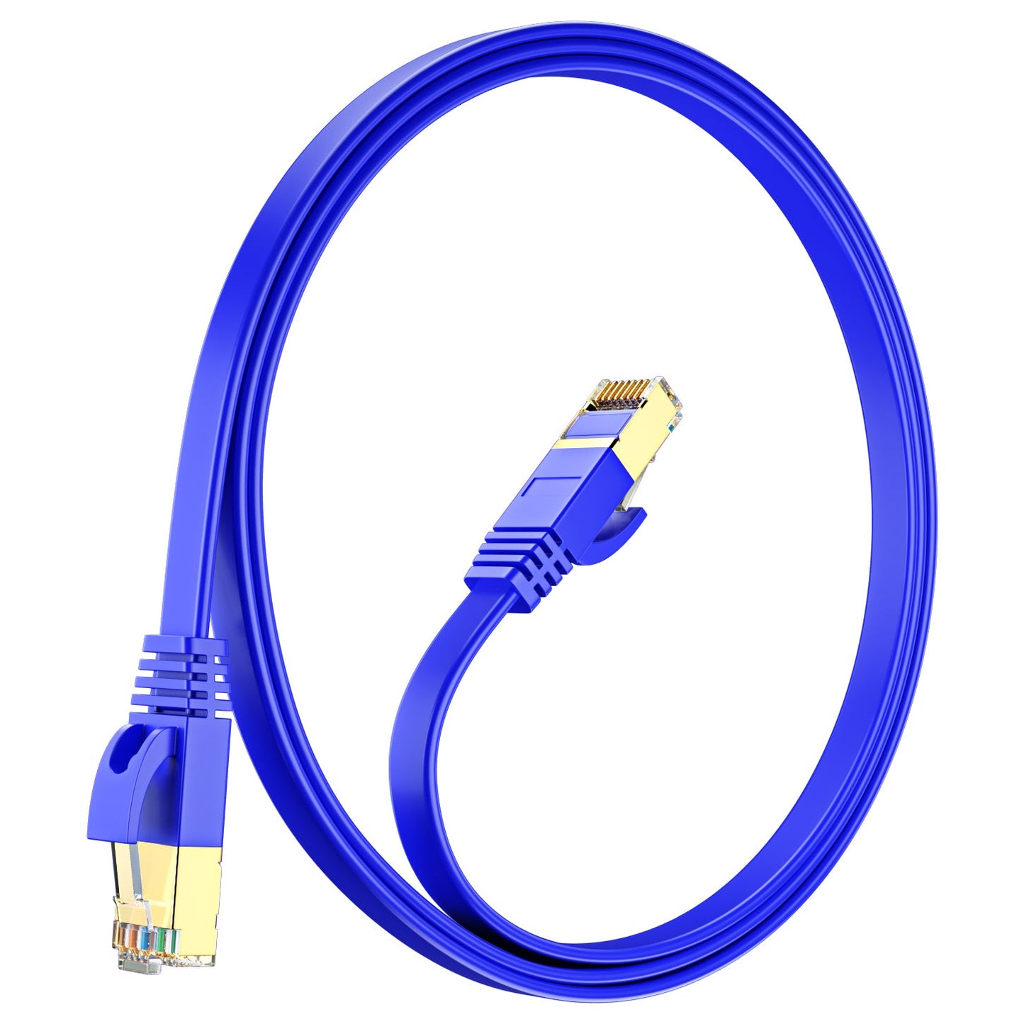 Maximm Cable Cat7 Flat Ethernet Cable, 10 Gbps, 600 MHz, Shielded RJ45 Gold Connectors Ultra-Thin Flexible Design for Home & Office Networking