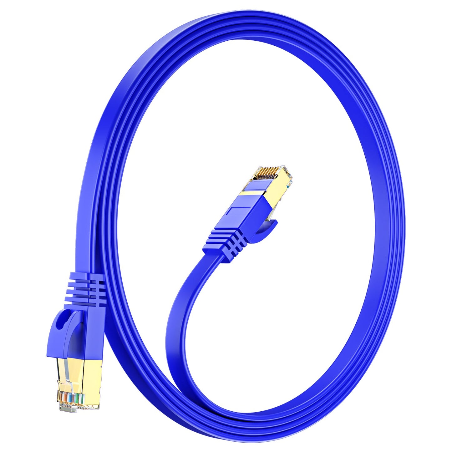 Maximm Cable Cat7 Flat Ethernet Cable, 10 Gbps, 600 MHz, Shielded RJ45 Gold Connectors Ultra-Thin Flexible Design for Home & Office Networking