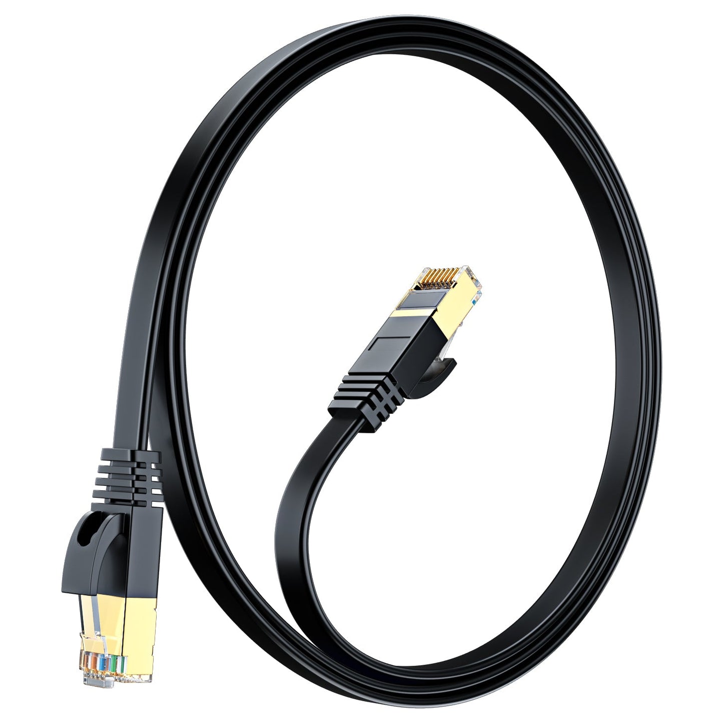 Maximm Cable Cat7 Flat Ethernet Cable, 10 Gbps, 600 MHz, Shielded RJ45 Gold Connectors Ultra-Thin Flexible Design for Home & Office Networking