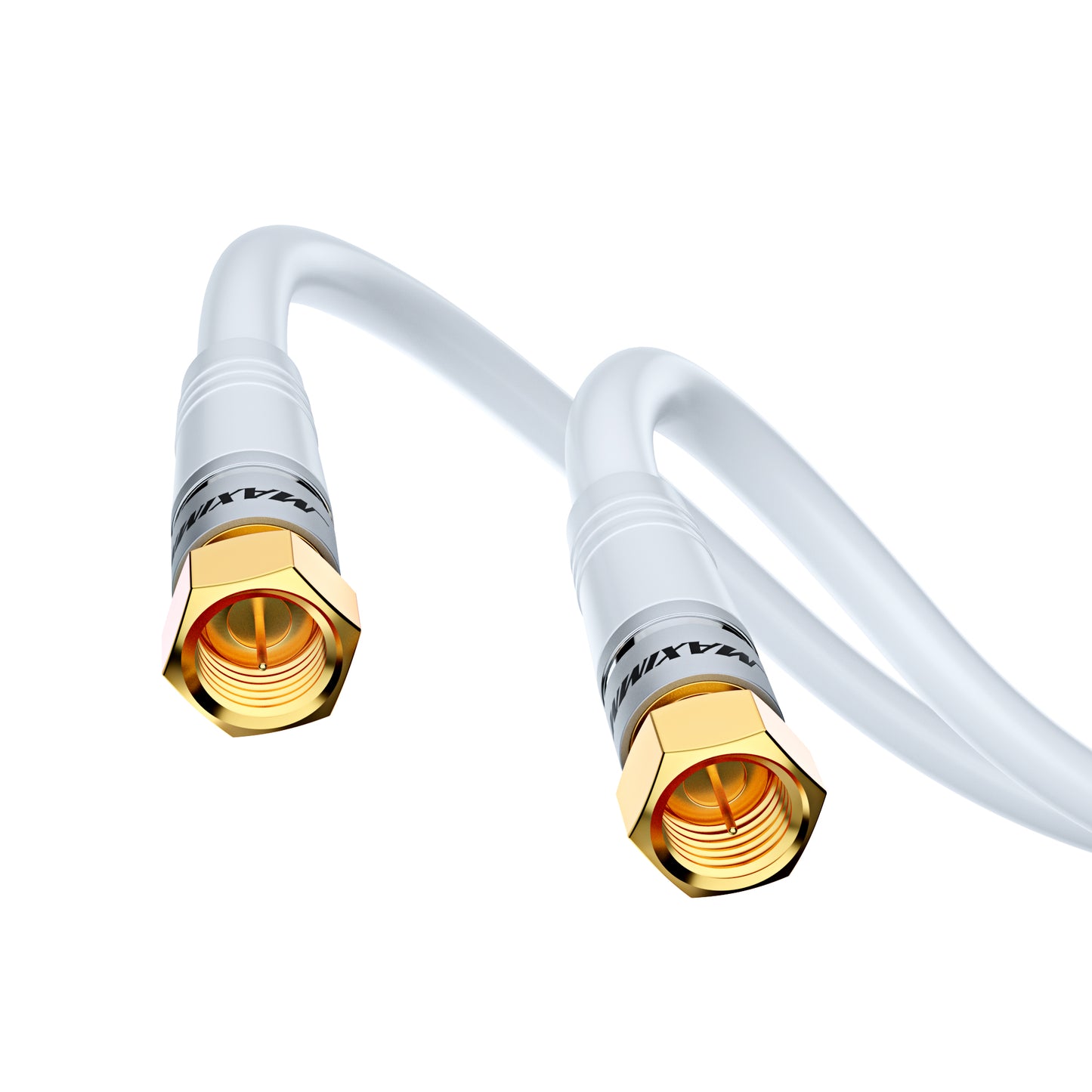 Maximm Coaxial Cable RG6 Coax Cable, TV Cable for Digital TV Aerial, Satellite Cable - Cable Cord Cable Wire - with Gold Plated F Connectors