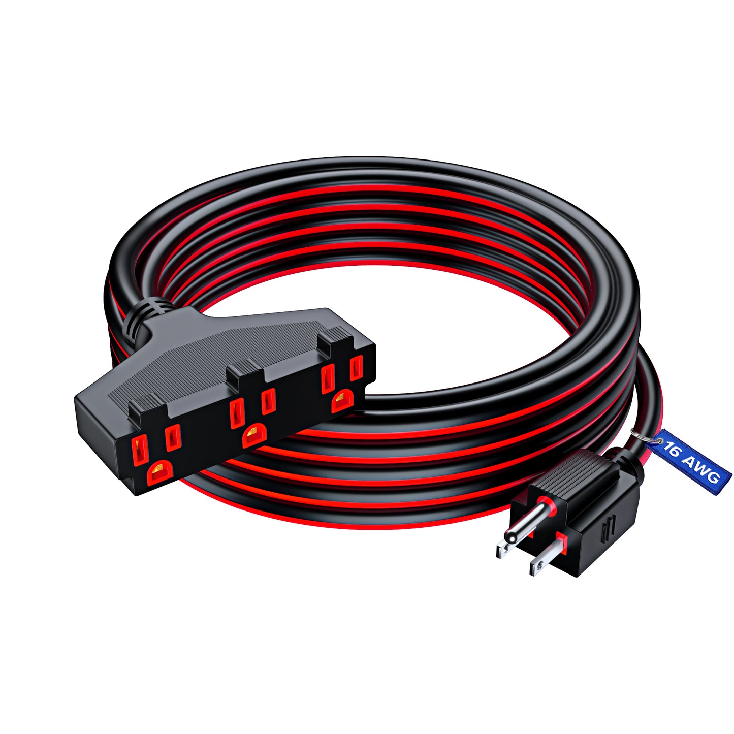 Extension Cord with 3 Outlets, 16 Gauge Indoor/Outdoor (2 Tone)