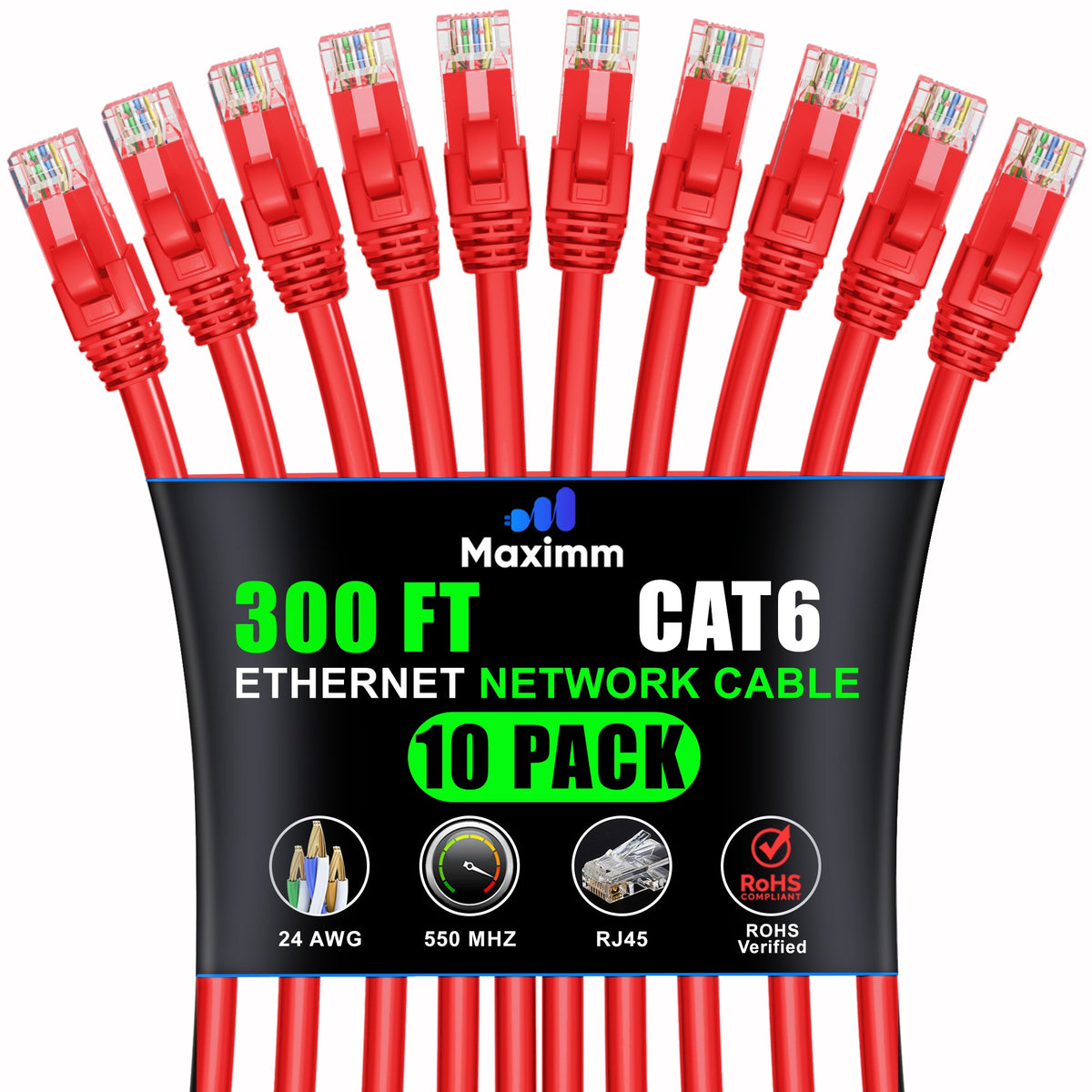 10-Pack - Cat 6 Ethernet Cable CCA