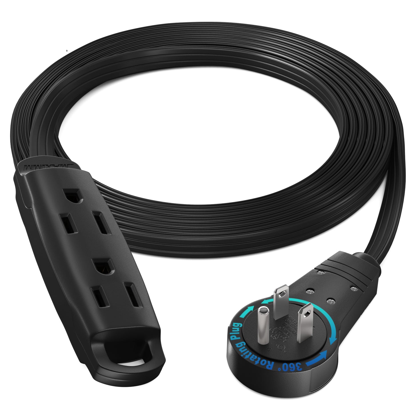 3-Outlet Rotating Flat Extension Cord 16 Gauge