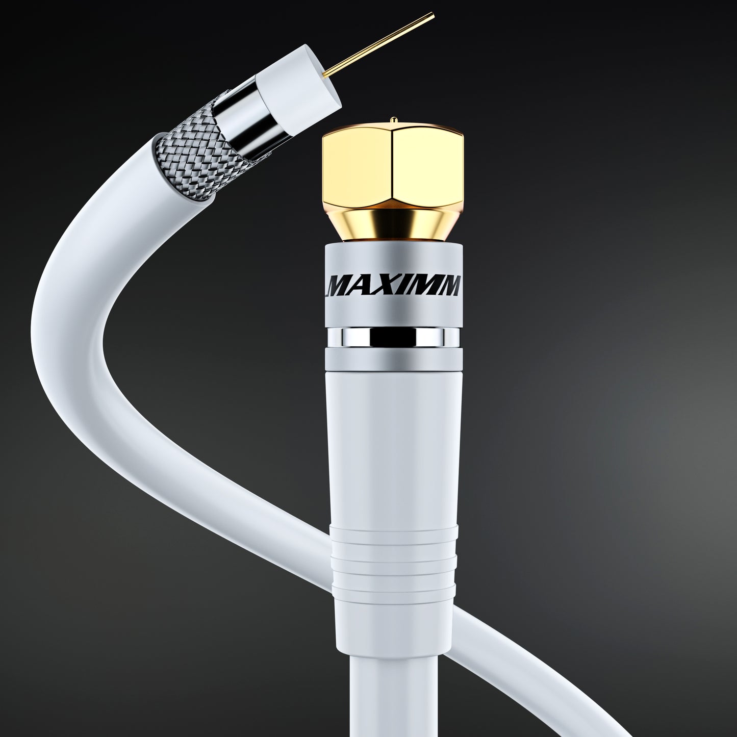 Maximm Coaxial Cable RG6 Coax Cable, TV Cable for Digital TV Aerial, Satellite Cable - Cable Cord Cable Wire - with Gold Plated F Connectors