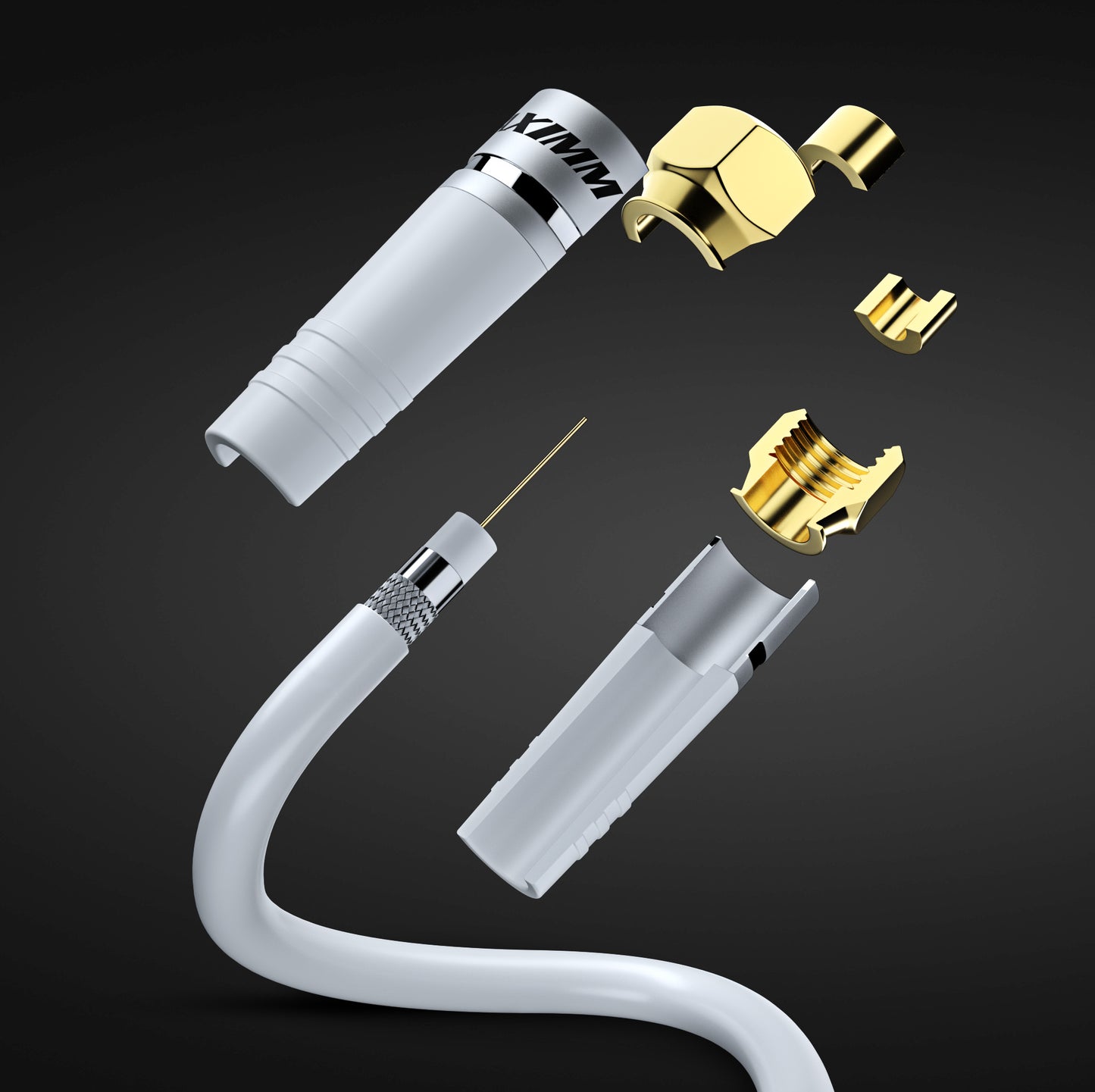 Maximm Coaxial Cable RG6 Coax Cable, TV Cable for Digital TV Aerial, Satellite Cable - Cable Cord Cable Wire - with Gold Plated F Connectors
