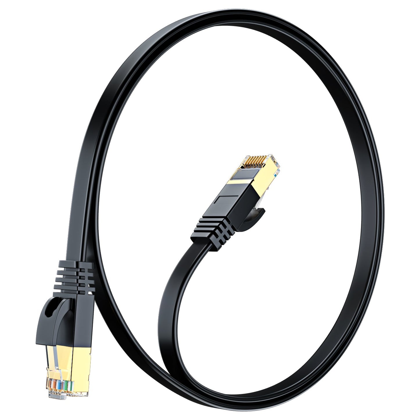 Maximm Cable Cat7 Flat Ethernet Cable, 10 Gbps, 600 MHz, Shielded RJ45 Gold Connectors Ultra-Thin Flexible Design for Home & Office Networking