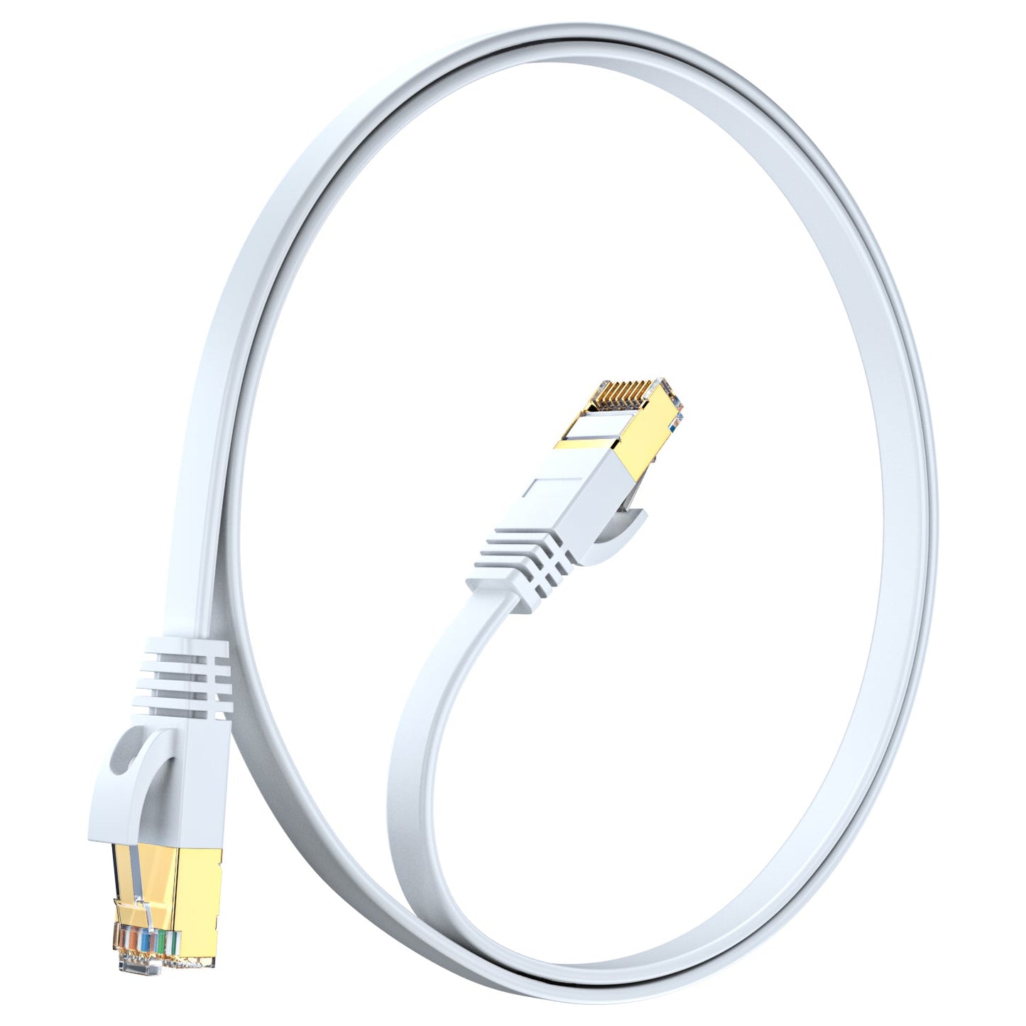 Maximm Cable Cat7 Flat Ethernet Cable, 10 Gbps, 600 MHz, Shielded RJ45 Gold Connectors Ultra-Thin Flexible Design for Home & Office Networking