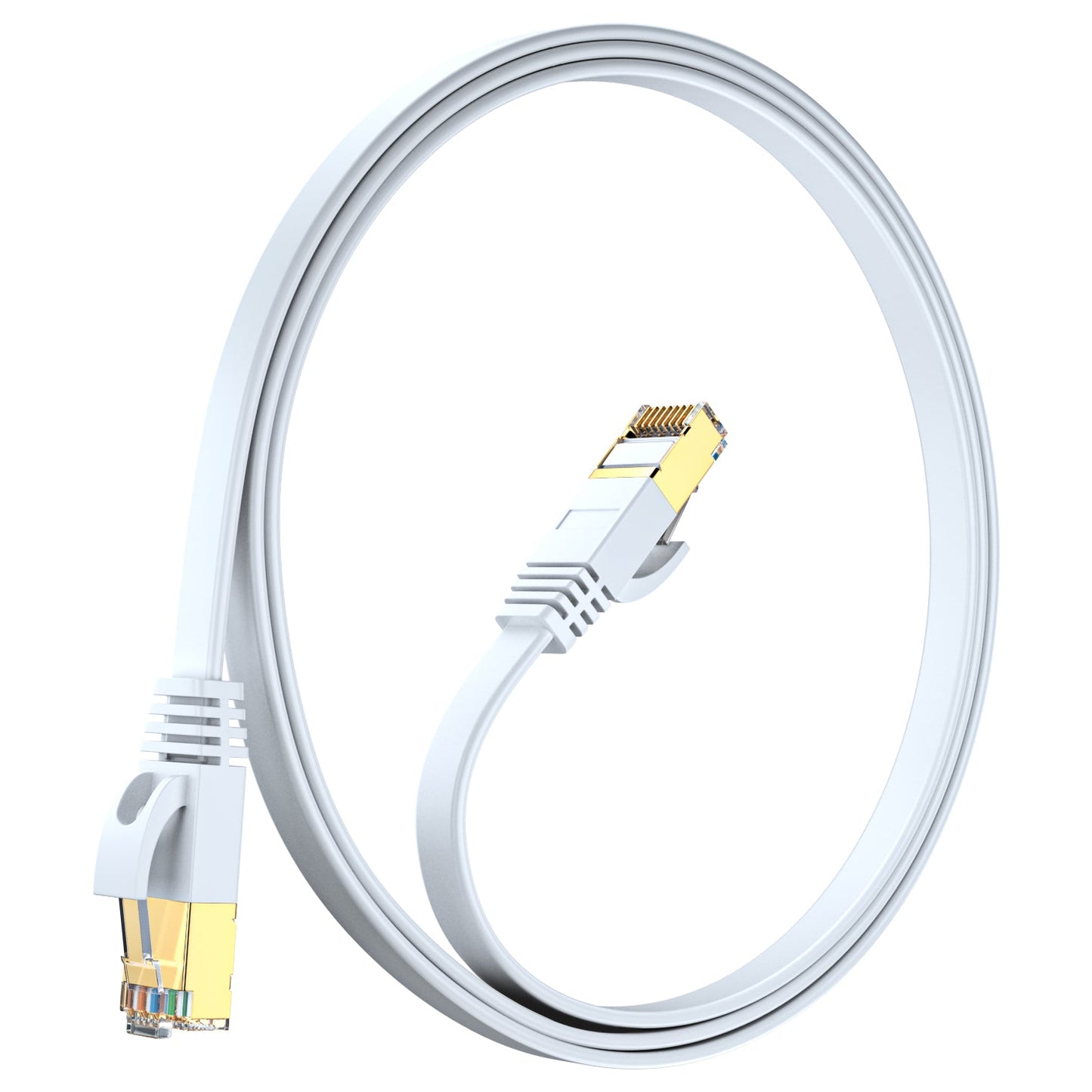Maximm Cable Cat7 Flat Ethernet Cable, 10 Gbps, 600 MHz, Shielded RJ45 Gold Connectors Ultra-Thin Flexible Design for Home & Office Networking
