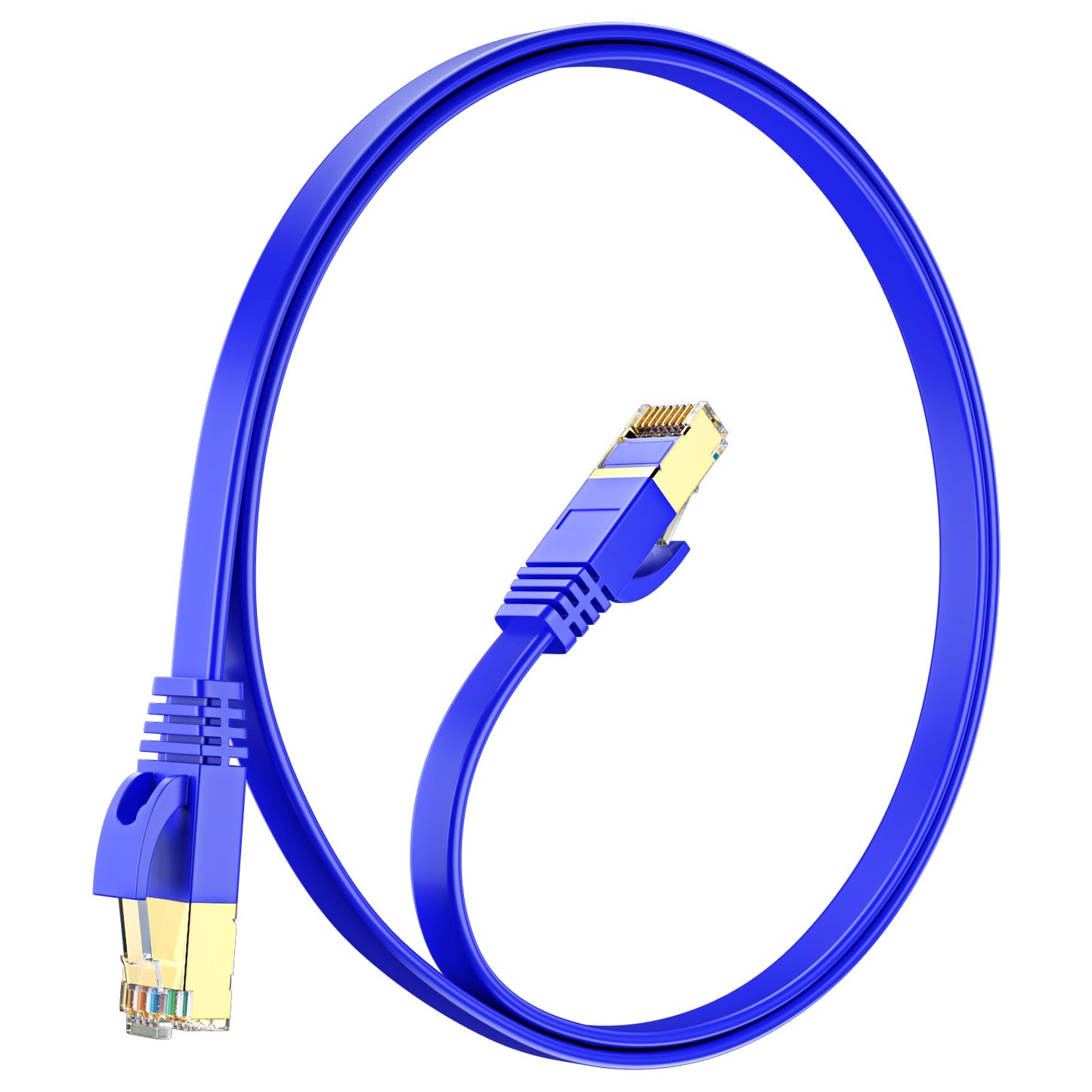 Maximm Cable Cat7 Flat Ethernet Cable, 10 Gbps, 600 MHz, Shielded RJ45 Gold Connectors Ultra-Thin Flexible Design for Home & Office Networking