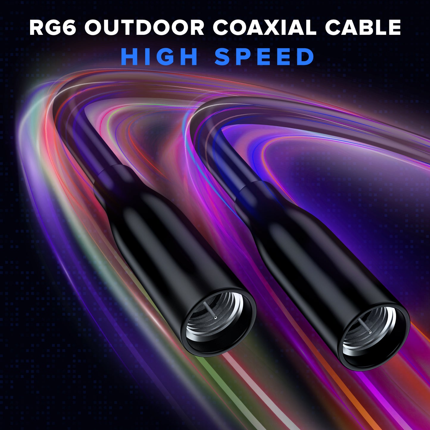 Maximm Coaxial Cable - Outdoor RG6 Coax Cable, with Gold Plated F-Connectors