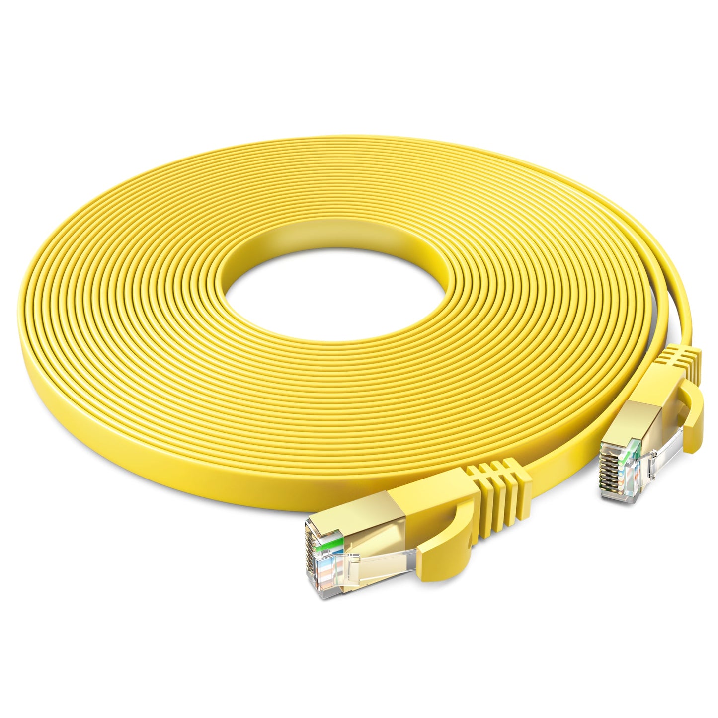 Maximm Cable Cat7 Flat Ethernet Cable, 10 Gbps, 600 MHz, Shielded RJ45 Gold Connectors Ultra-Thin Flexible Design for Home & Office Networking