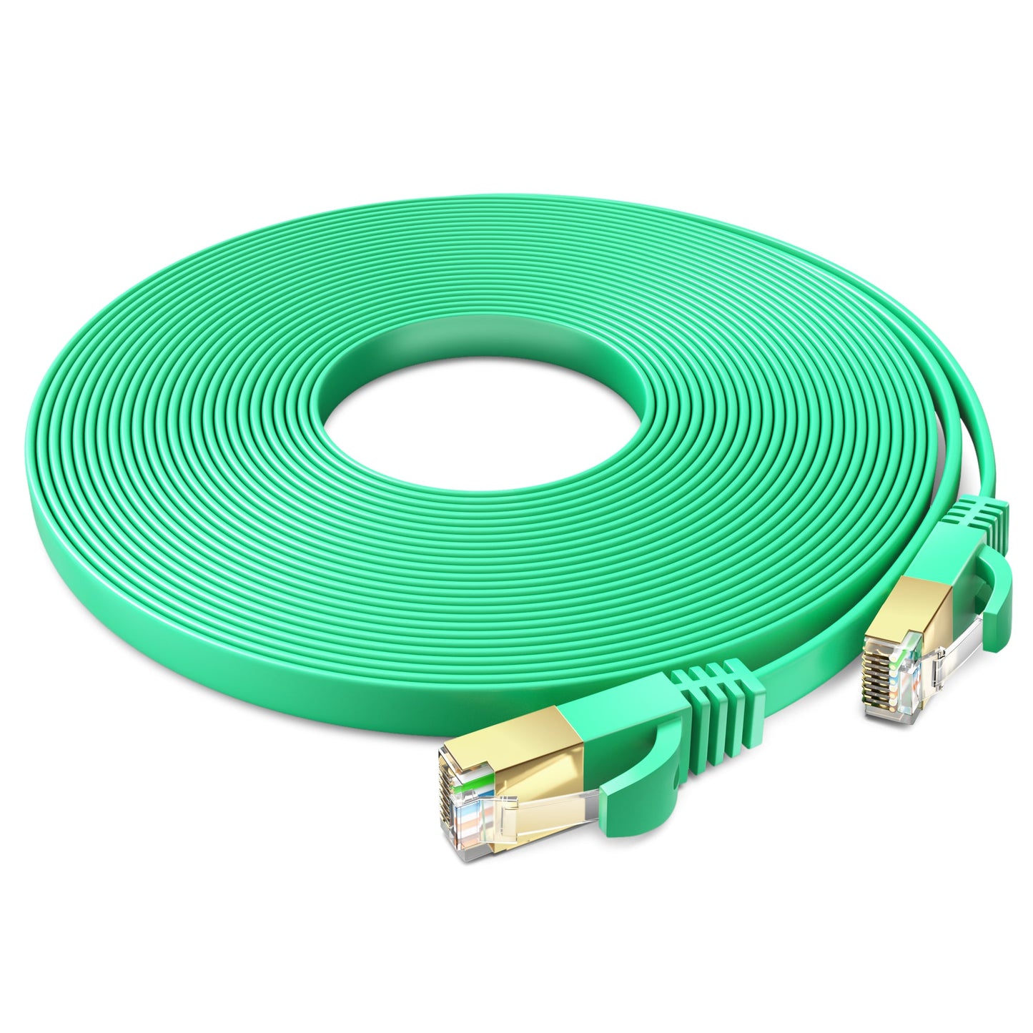 Maximm Cable Cat7 Flat Ethernet Cable, 10 Gbps, 600 MHz, Shielded RJ45 Gold Connectors Ultra-Thin Flexible Design for Home & Office Networking