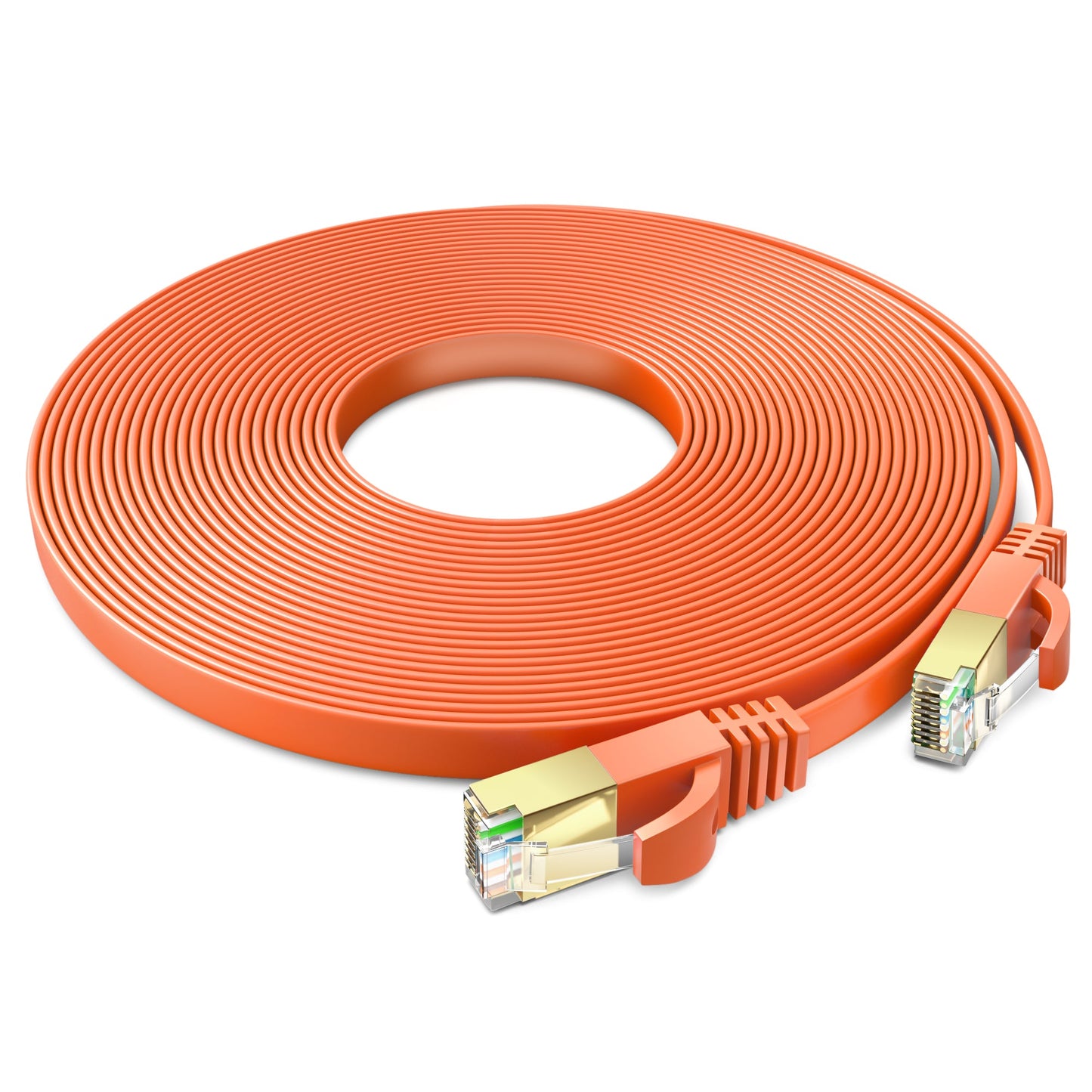 Maximm Cable Cat7 Flat Ethernet Cable, 10 Gbps, 600 MHz, Shielded RJ45 Gold Connectors Ultra-Thin Flexible Design for Home & Office Networking