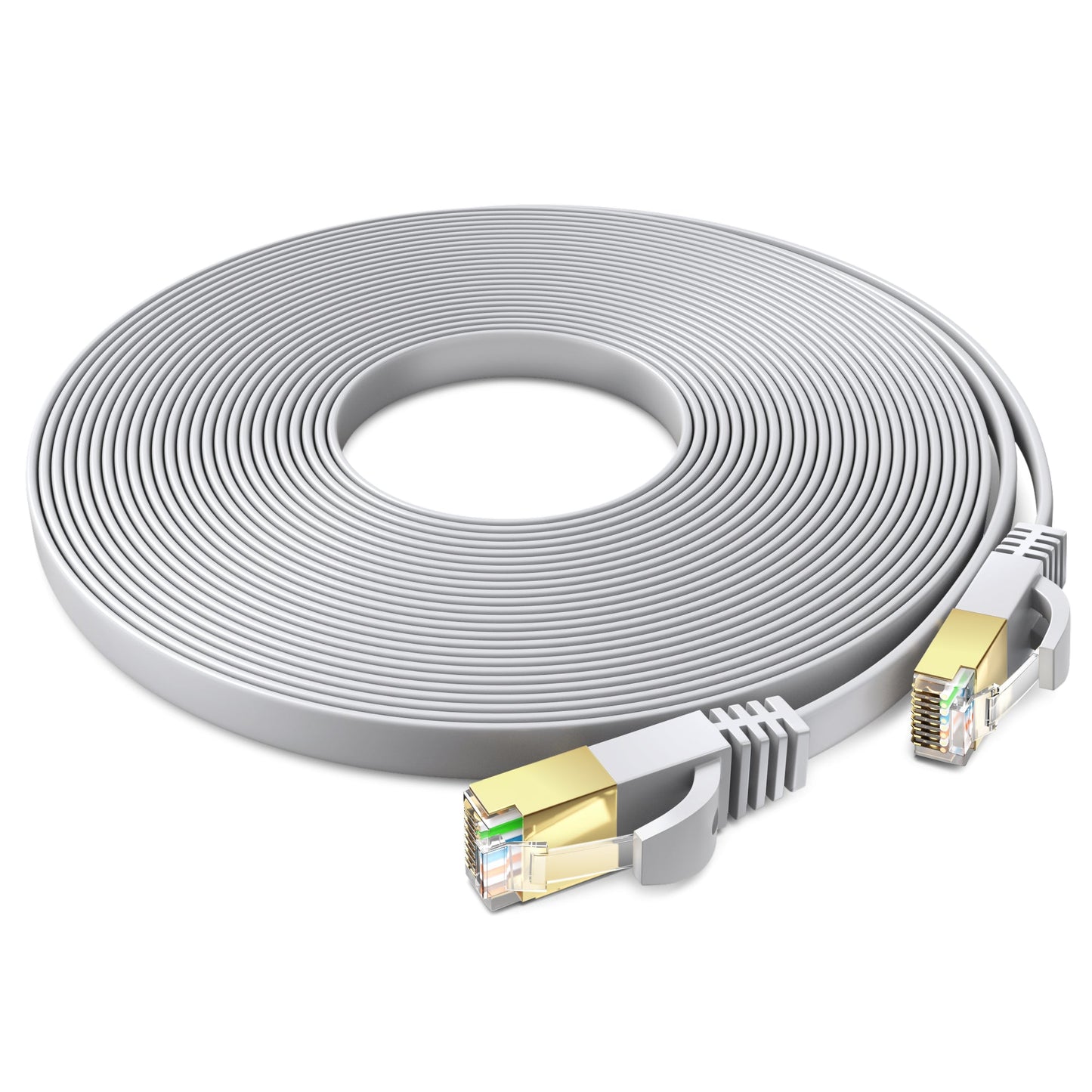 Maximm Cable Cat7 Flat Ethernet Cable, 10 Gbps, 600 MHz, Shielded RJ45 Gold Connectors Ultra-Thin Flexible Design for Home & Office Networking