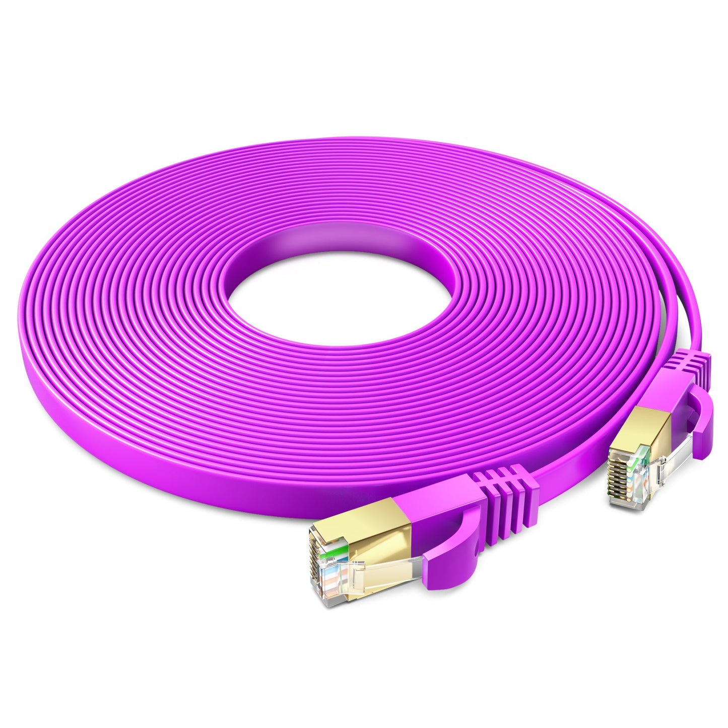 Maximm Cable Cat7 Flat Ethernet Cable, 10 Gbps, 600 MHz, Shielded RJ45 Gold Connectors Ultra-Thin Flexible Design for Home & Office Networking