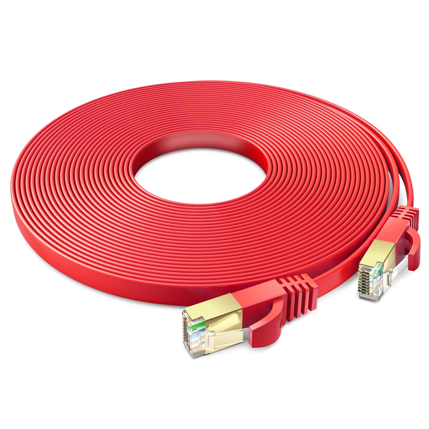 Maximm Cable Cat7 Flat Ethernet Cable, 10 Gbps, 600 MHz, Shielded RJ45 Gold Connectors Ultra-Thin Flexible Design for Home & Office Networking