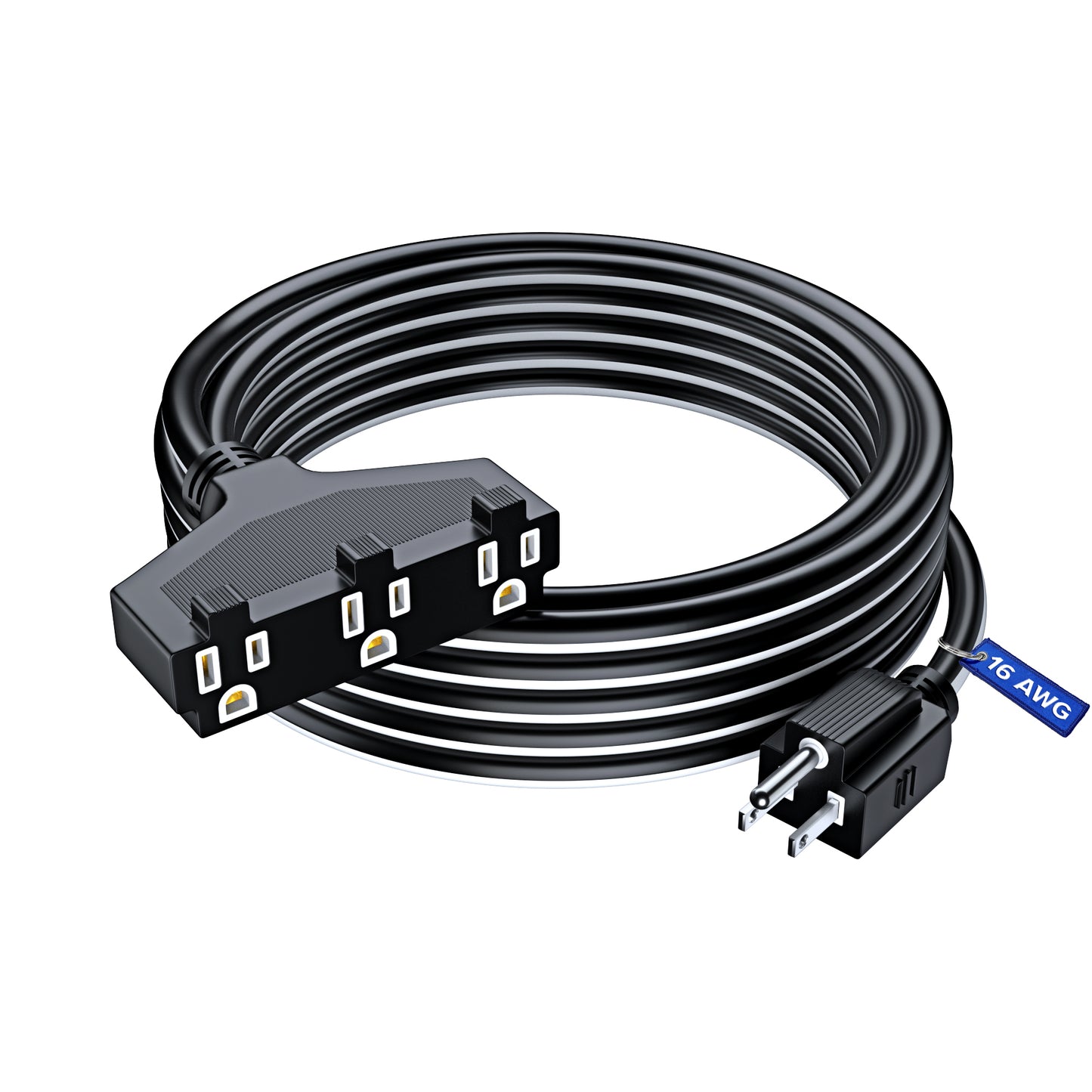 Extension Cord with 3 Outlets, 16 Gauge Indoor/Outdoor (2 Tone)