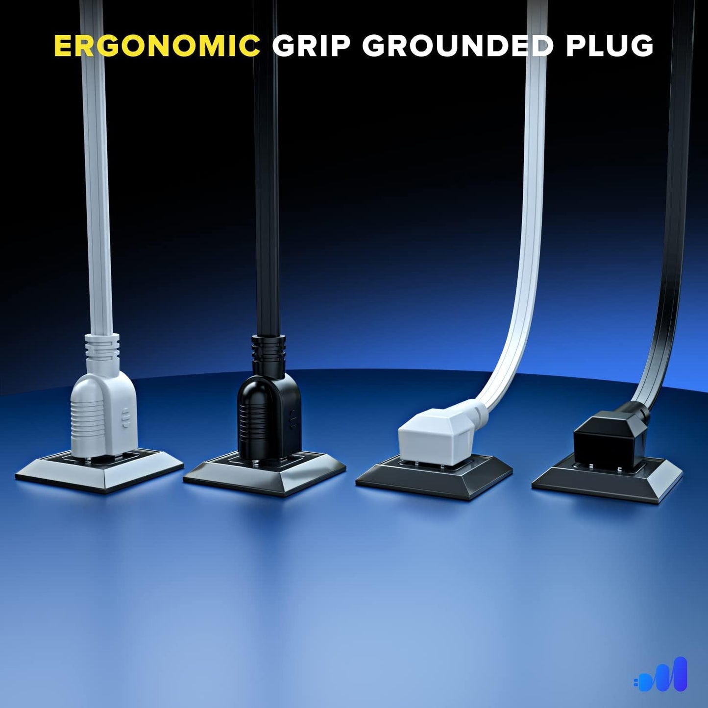 Extension Cord with 3 Outlets and Built-in Loop, Flat Extension Cord ETL Listed