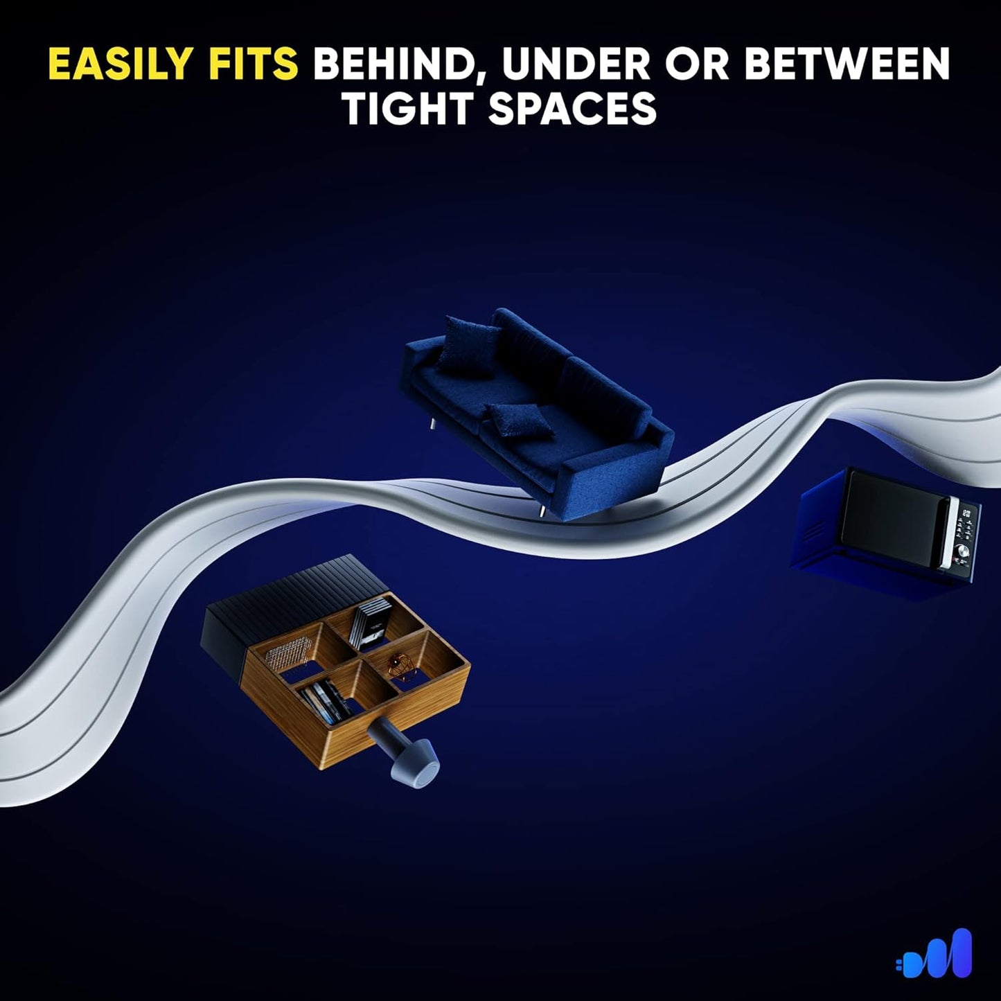 Extension Cord with 3 Outlets and Built-in Loop, Flat Extension Cord ETL Listed
