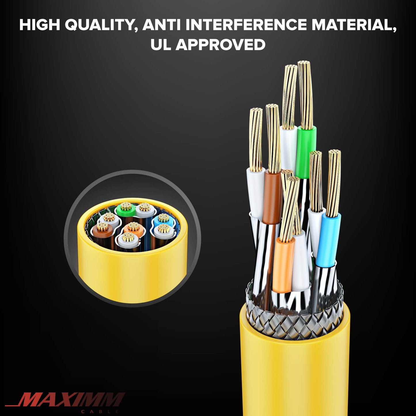 Yellow / 1.5 FT, Yellow / 6 FT, Yellow / 10 FT, Yellow / 15 FT, Yellow / 20 FT, Yellow / 25 FT, Yellow / 50 FT, Yellow / 100 FT, Yellow / 0.6 FT