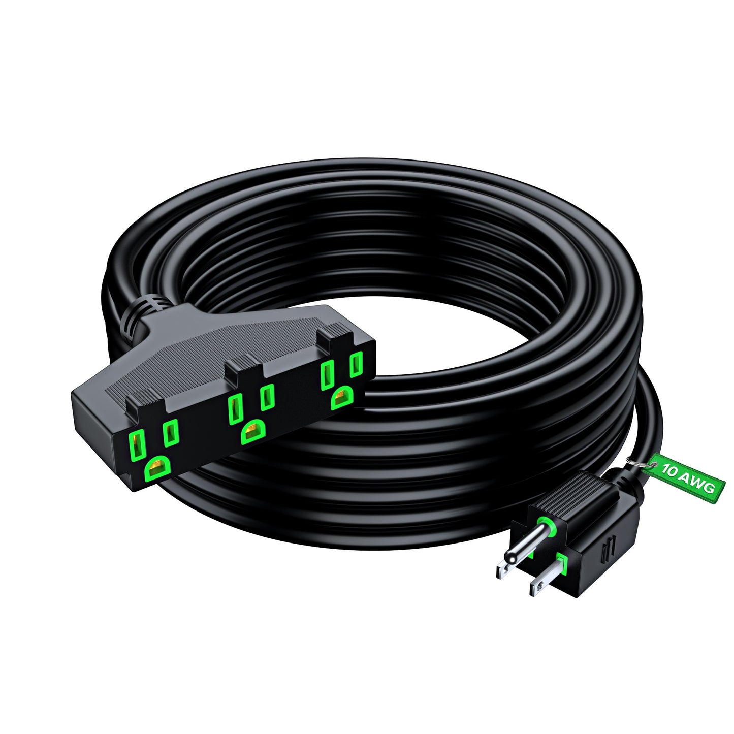 Maximm 12/3 Extension Cord, 12AWG, Black ETL Listed, 3 Prong Plug 3-Outlet SJTW Heavy Duty Indoor, Weather Resistant - Power Cord for Garden, Lawn, Appliances