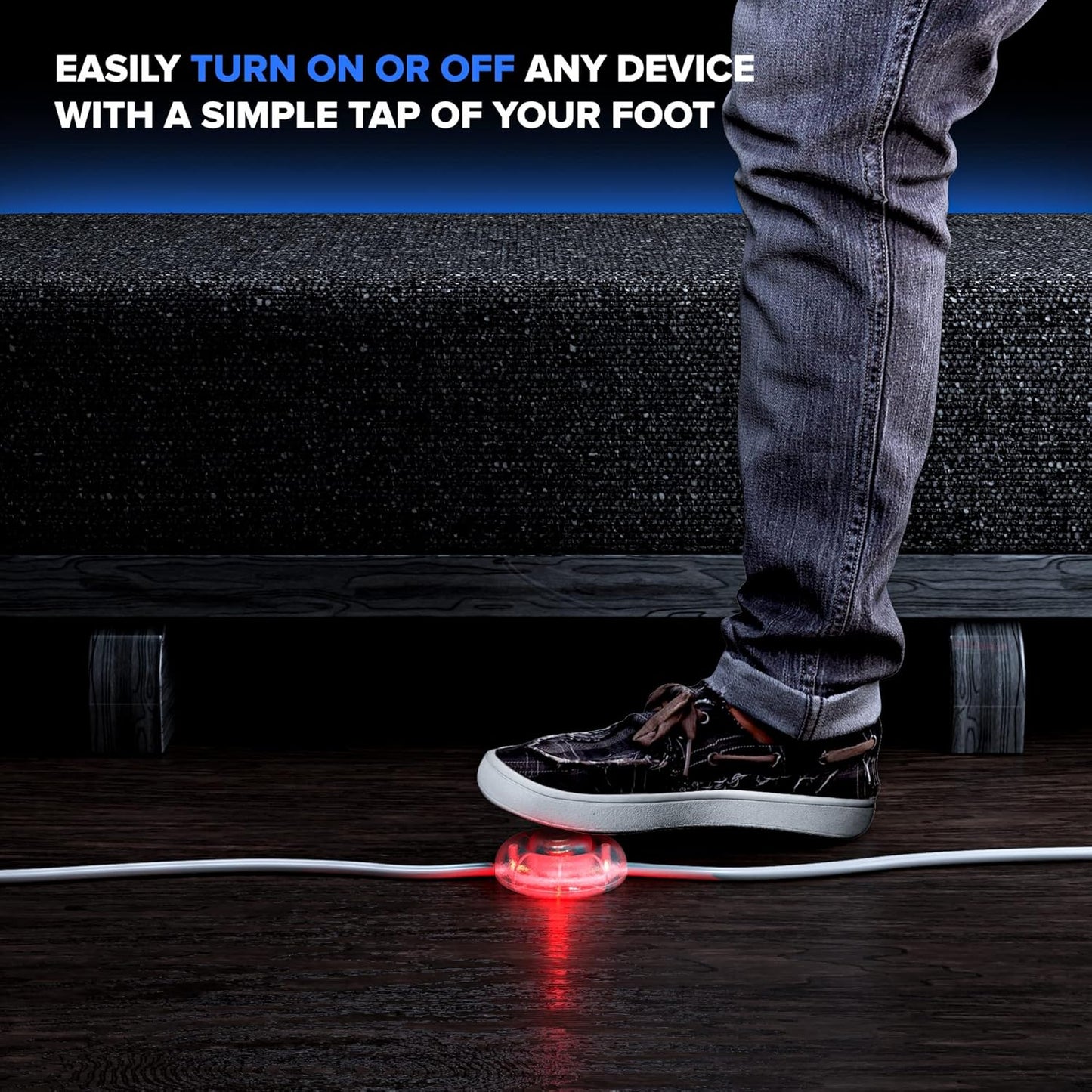 Extension Cord with On/Off Foot Switch and Safety Cover, 3 Outlets