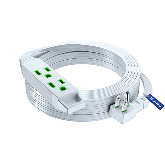 Maximm Extension Cord, 16 Gauge, Flat Plug, Flat Wire, 125V, 13A, 1625W, 3-Prong, ETL Listed