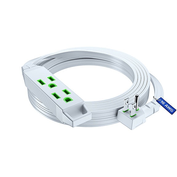 Maximm Extension Cord, 16 Gauge, Flat Plug, Flat Wire, 125V, 13A, 1625W, 3-Prong, ETL Listed