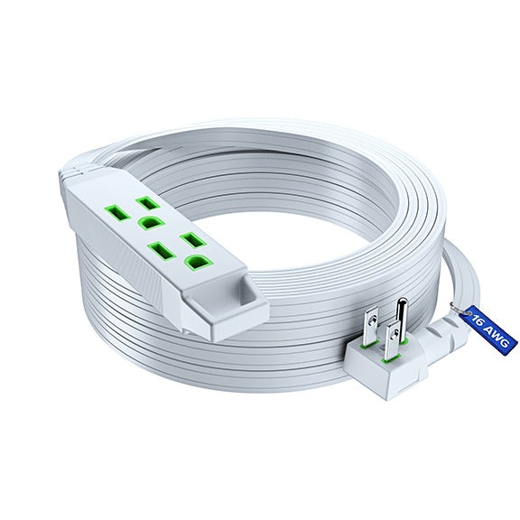 Maximm Extension Cord, 16 Gauge, Flat Plug, Flat Wire, 125V, 13A, 1625W, 3-Prong, ETL Listed