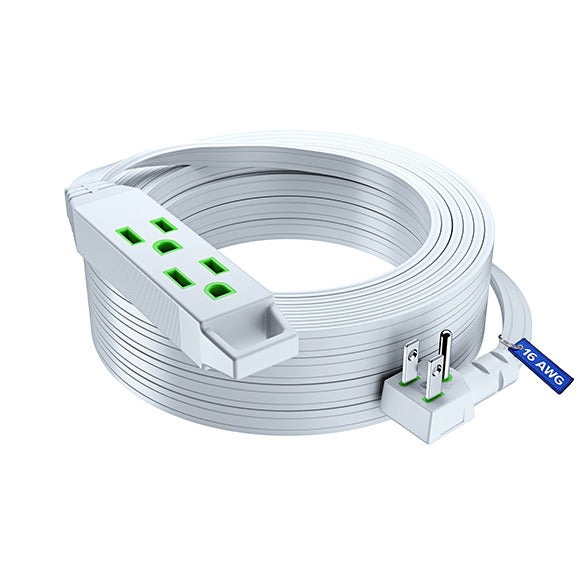 Maximm Extension Cord, 16 Gauge, Flat Plug, Flat Wire, 125V, 13A, 1625W, 3-Prong, ETL Listed