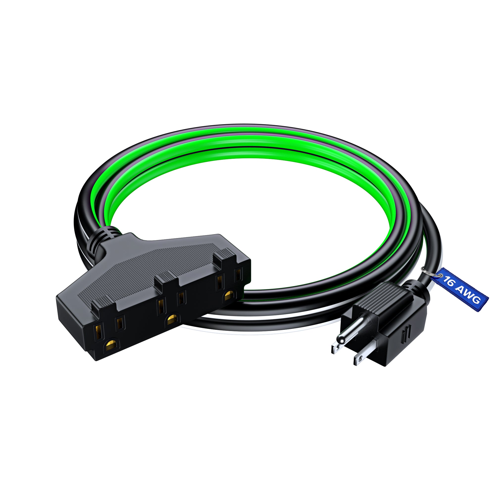 Extension Cord with 3 Outlets, 14 Gauge Indoor/Outdoor (3 Tone)