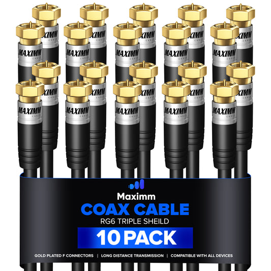 Coaxial Cable Trishield Straight to Straight End 10 Pack