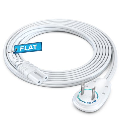 2-Prong TV Power Cord, 360° Rotating Flat Plug