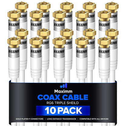 Coaxial Cable Trishield Straight to Straight End 10 Pack