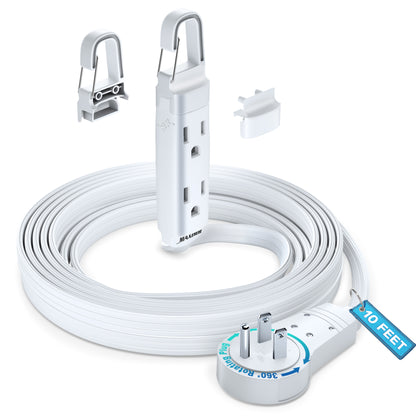 Maximm 360° Rotating Flat Plug Extension Cord with a Removable Hook (16 Gauge), UL Certified