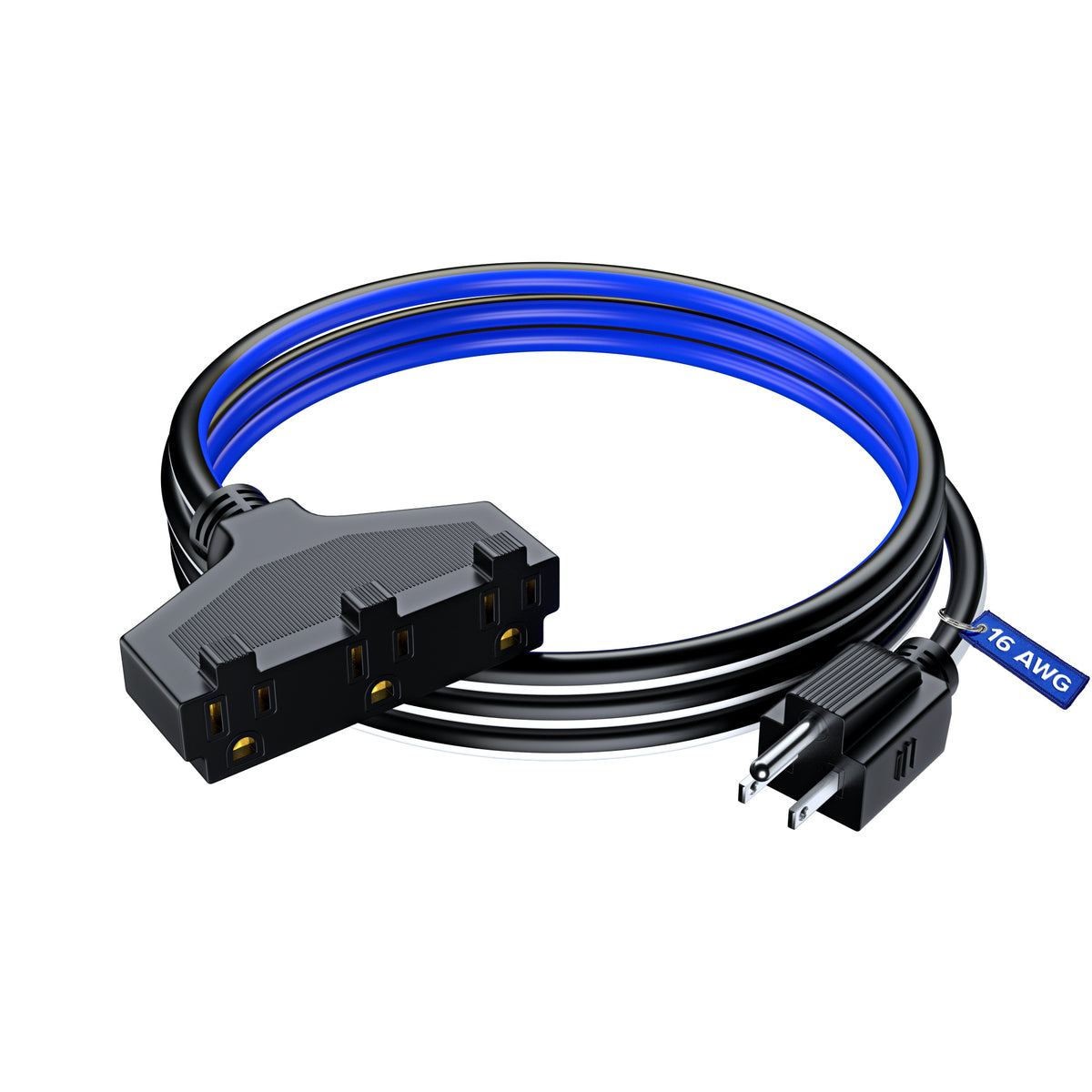 3-Outlet Extension Cord 16 Gauge 3-Tone