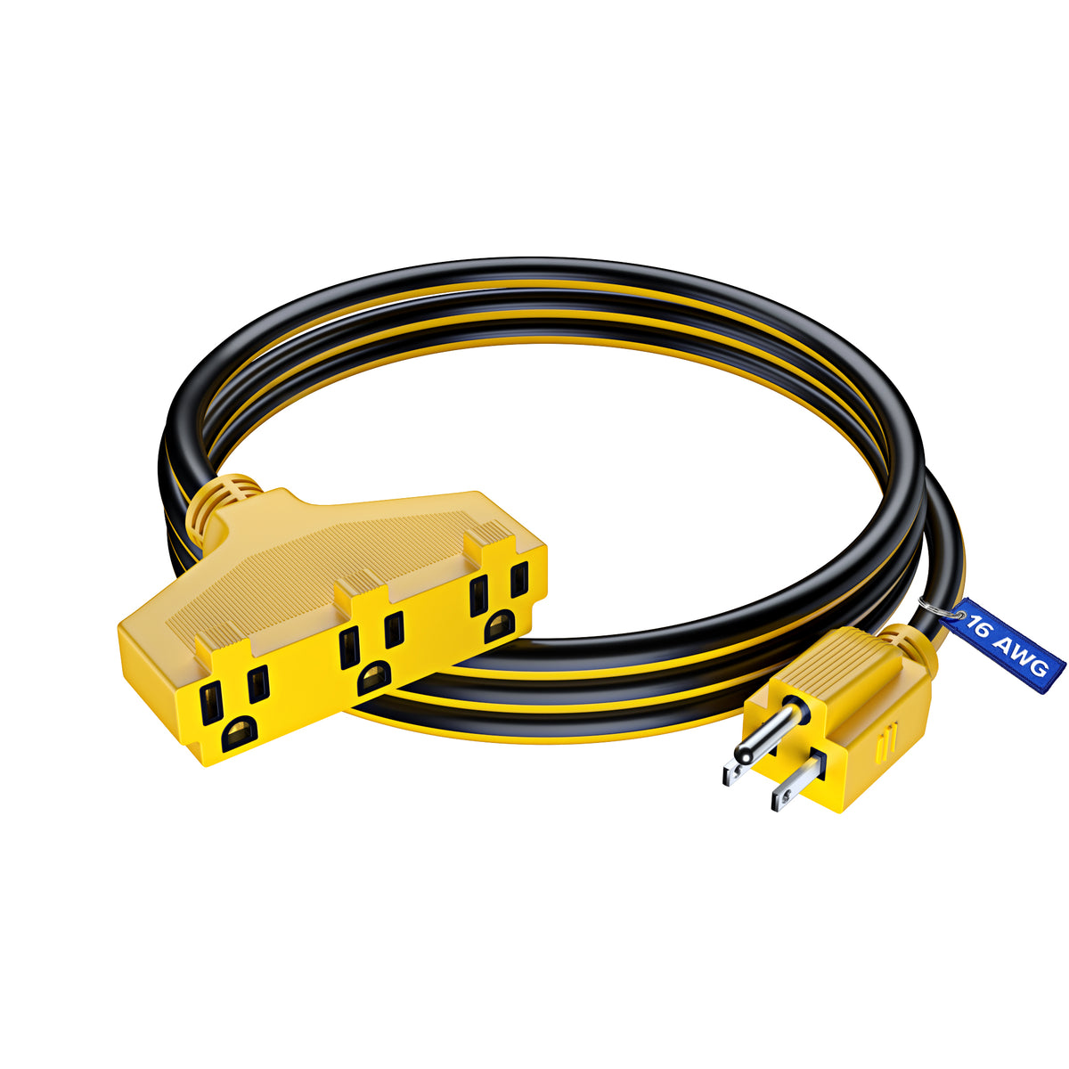 3-Outlet Extension Cord 16 Gauge - Two-tone