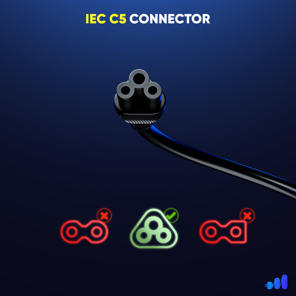 3-Prong Laptop Power Cord IEC C5