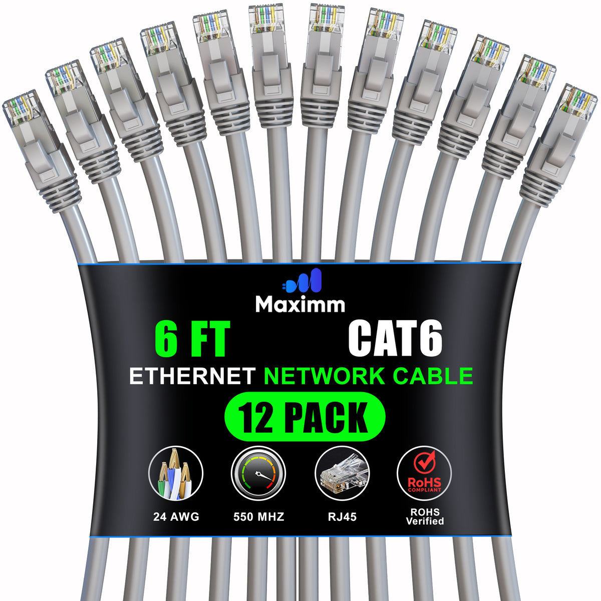 12-Pack - Cat 6 Ethernet Cable CCA