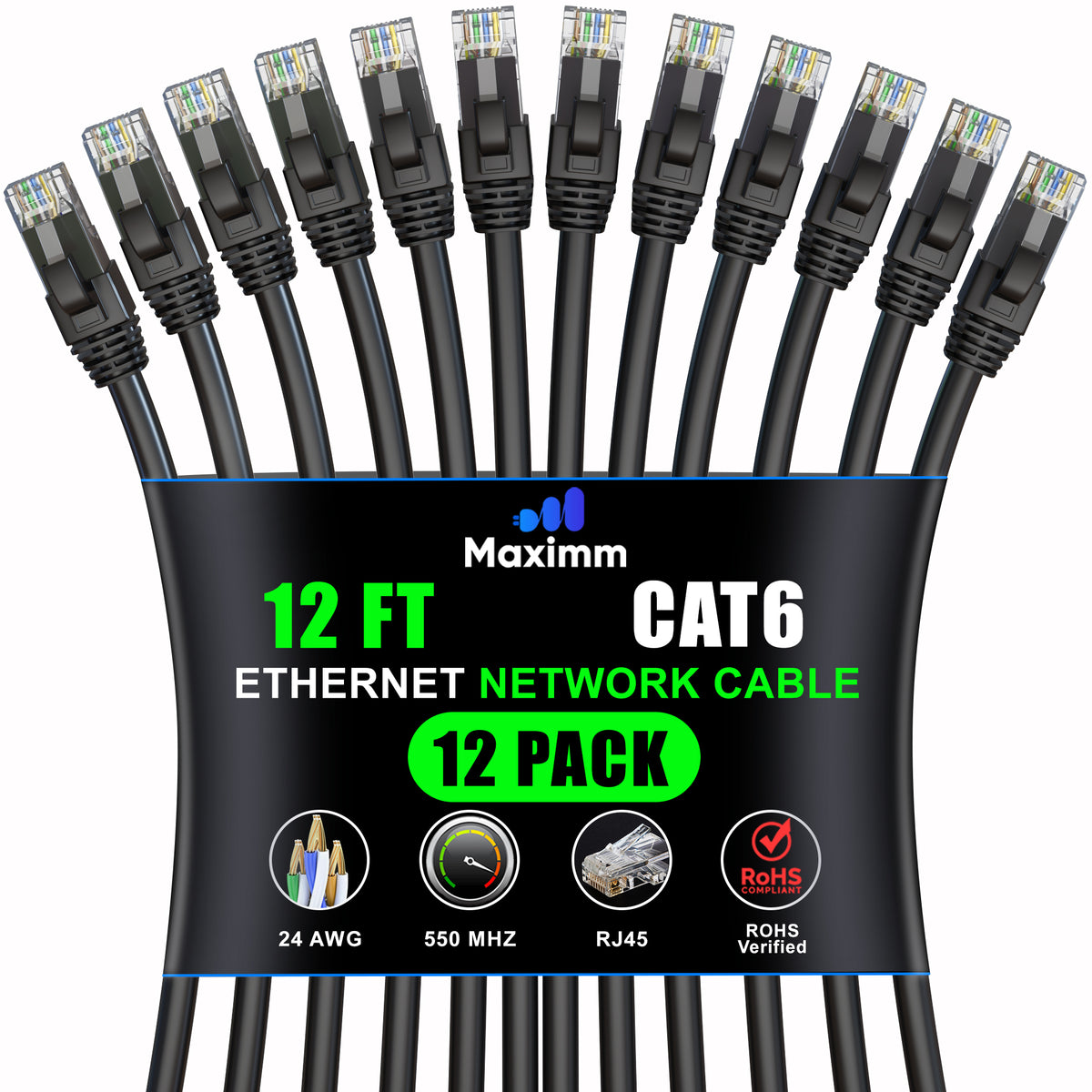 12-Pack - Cat 6 Ethernet Cable CCA