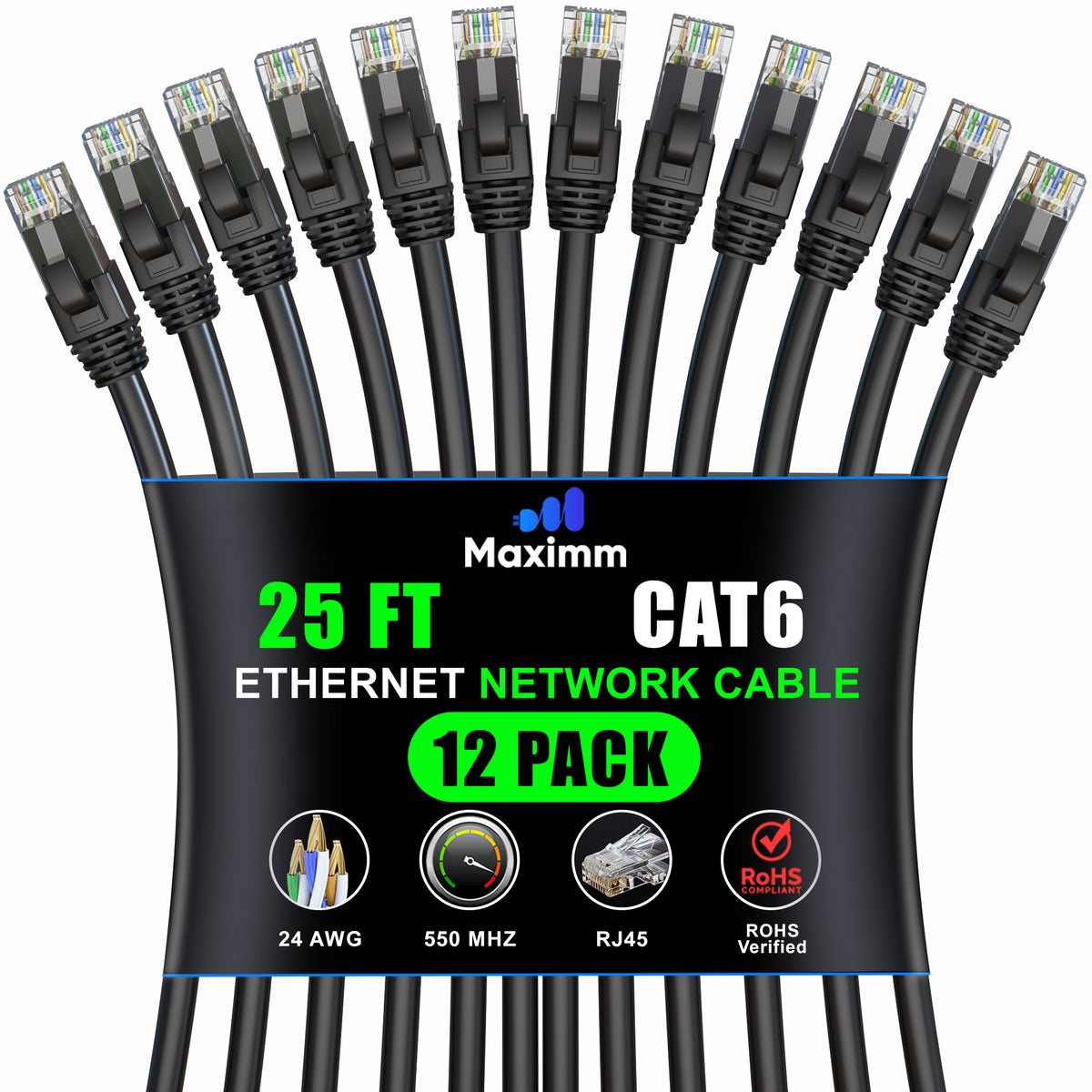 12-Pack - Cat 6 Ethernet Cable CCA