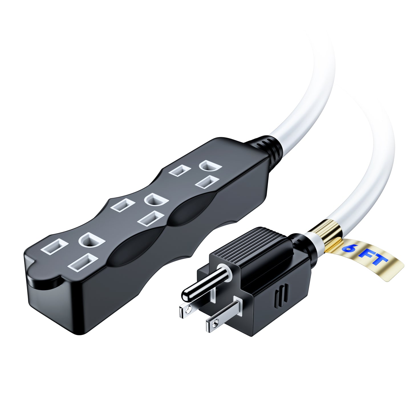 Maximm Extension Cord with Multiple Outlets (3 Outlets), Outlet Extender with Indoor/Outdoor SJTW Wire, Multi Plug Outlet 125V, 3 Prong Extension Cord, ETL Listed